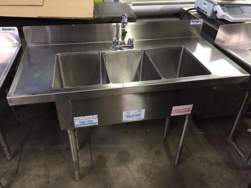 4&#039; Amtekco Commercial Stainless Steel Bar Sink Kitchen Sink with 2 Drainboards