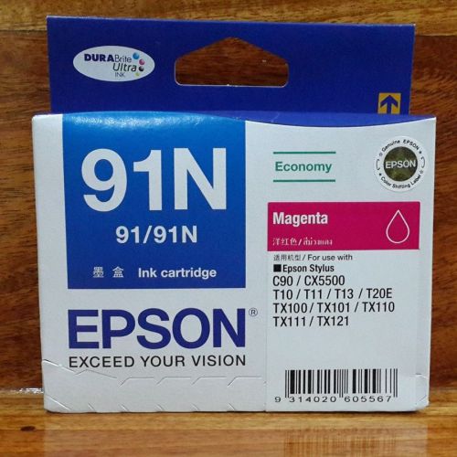 3X NEW &amp; SEALED EPSON - 91 / 91N - GENUINE INK CARTRIDGE - MAGENTA