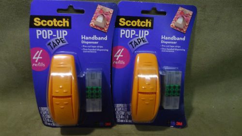 Lot of 2 scotch pop-up tape handband dispenser 4 pads each new orange for sale