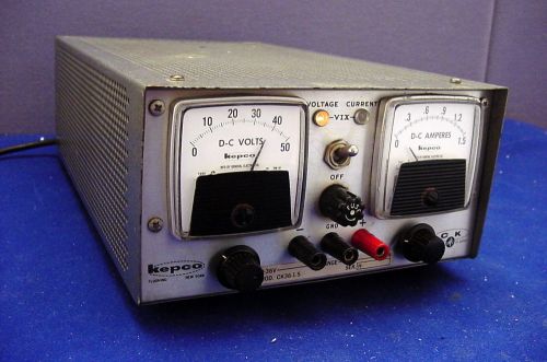 EXCELLENT USED, RUGGED KEPCO 36 VDC REGULATED POWER SUPPLY-DUAL VOLT/AMP. METERS