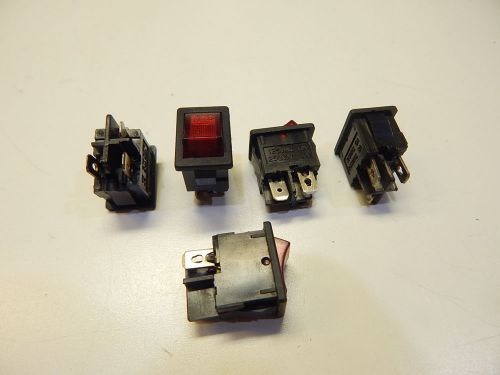 RED LAMPED 6A 125V ON OFF ROCKER SWITCH - YOU GET 5 PIECES