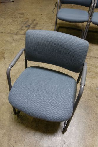 One Steelcase Sled Chair - Blue Gray - S01 - Fabric and Steel, Fully Assembled