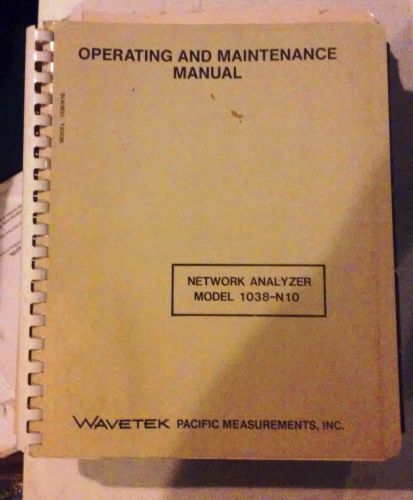 Wavetek Network Analyzer 1038-N10 Manual, Original