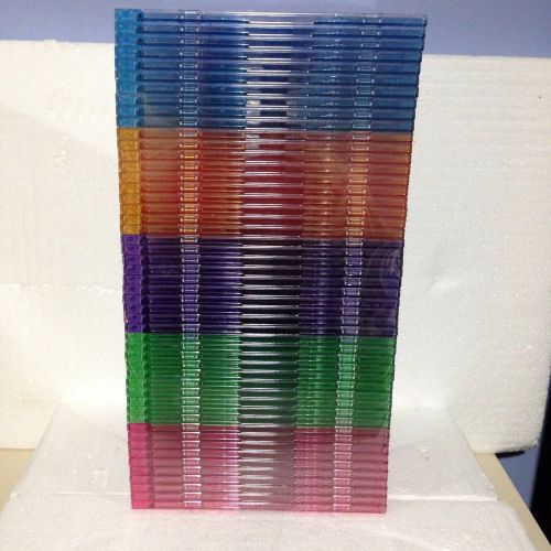 Slim CD/DVD Jewel Case, 50/PK, Assorted Colors Free Fast Shipping!