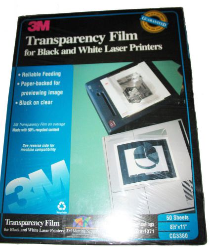 NEW 3M Transparency Film CG3360 Laser Printer 50 sheets 8.5x11 CG3360