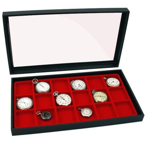 Jewelry Display Case Box 18 Slot Red Insert Showcase