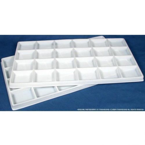 2 White Flocked 24 Compartment Display Tray Inserts