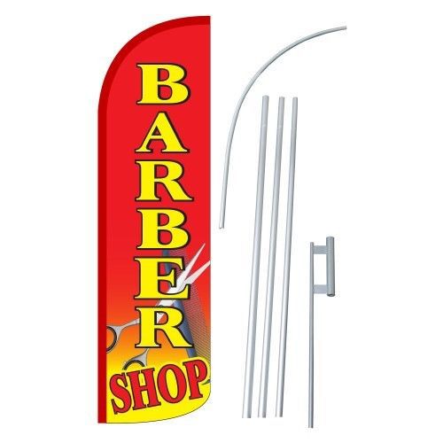 Barber Shop Extra Wide Windless Swooper Flag Jumbo Banner Kit made USA RED