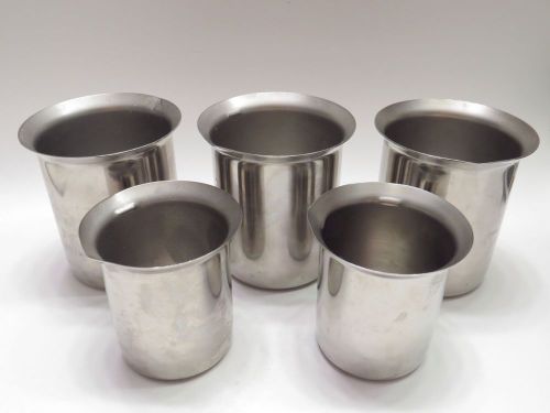 Vollrath 18/10 stainless steel mixing beaker bowl lot 125 and 250 ml pouring for sale