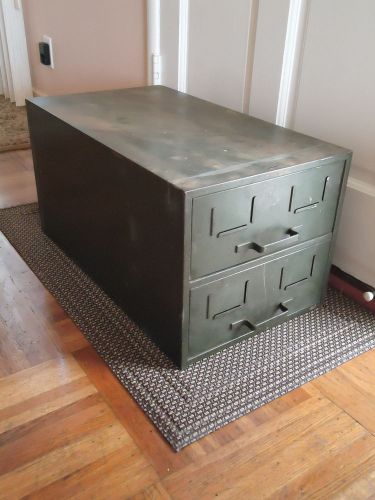 Vintage industrial army military 2 dr metal steel file cabinet storage tool box for sale