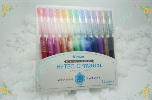 Pilot pen hi-tec-c maica lhm-180c3-12c 12 pens set gel pen 0.3mm width for sale