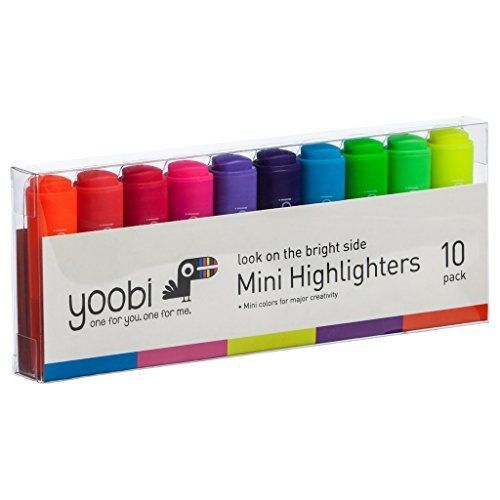 Yoobi Look On The Bright Side Mini Highlighters, 10 Pack - Multi Color