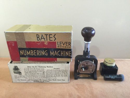 Vintage Bates Standard Movement Numbering Machine 6 Wheels Style E