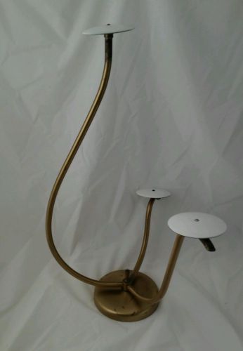 Vintage Brass MID CENTURY Hat Clothing Store Rack Stand Saucer 3 Arm