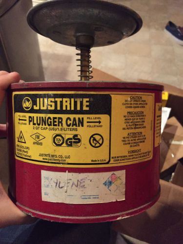 Justrite 10208 Plunger Can 2 Quarts Capacity USED