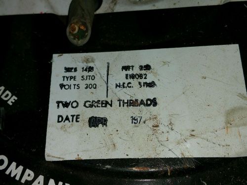 Carol Cable Co. Vintage 14/3 STO. 250ft. 300V; 2 green NEC strand TYPE SJTO NEW