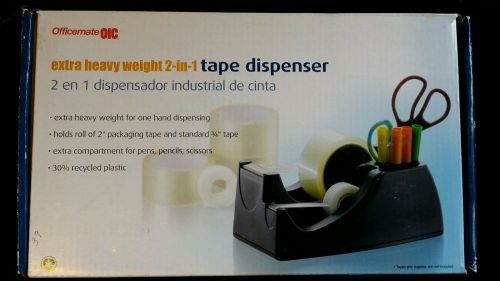 OIC Heavy Duty 2-1 Tape Dispenser Holds Roll Of 2&#034; tape &amp; 3/4&#034; Packaging Tape