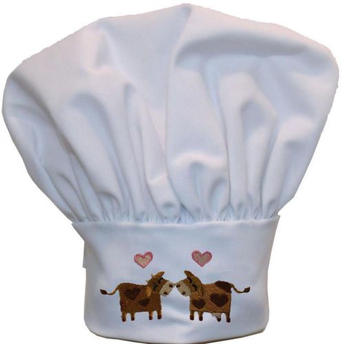 Milk Farm Moo Cows &amp; Hearts Chef Hat Adjust Wedding Shower Monogram White Avail