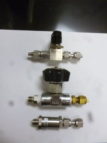 Lot of 3 stainless steel gas valves and filter, l943 for sale