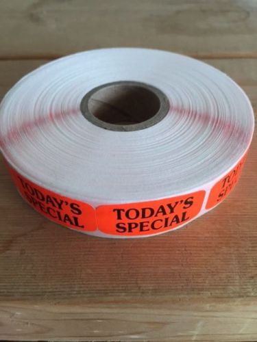 1.25&#034; x .625&#034; TODAY&#039;S SPECIAL MERCHANDISE LABELS 1000 PER ROLL FL RED STICKER