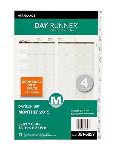 Day runner monthly planner calendar refill 2015, 5.5 x 8.5 inch page size for sale
