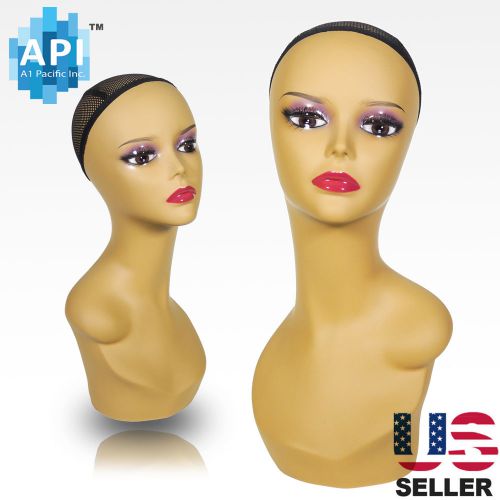 Realistic Plastic Female MANNEQUIN head lifesize display wig hat 18&#034; PQ6
