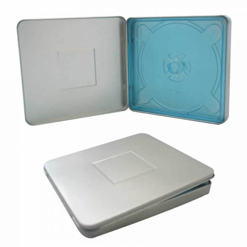 100 new square tin cd dvd case no window with 2&#034;x2&#034; indent bl806 for sale
