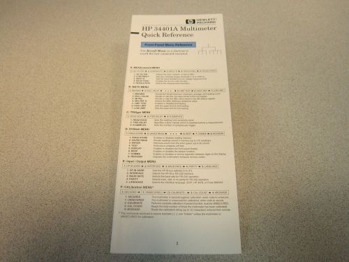 HP 34401A Multimeter Quick Reference Pamphlet