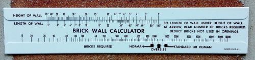 Brick Wall Calculator Estimator Slide Rule Calculates Brick Qty Needed for Wall