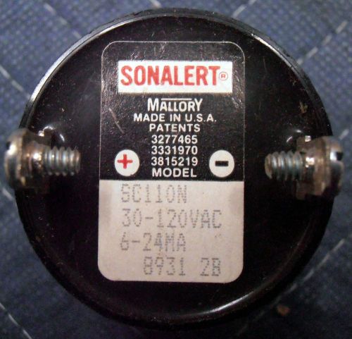 * Mallory Sonalert SC110N 30-120VAC 6-24mA Audio Signal Alarm NOS/Tested