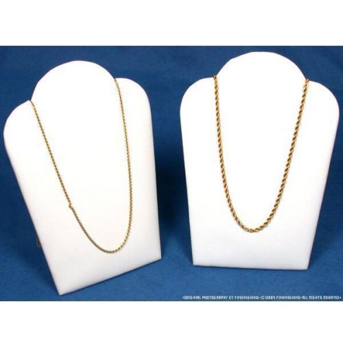 2 Necklace Pendant Displays Busts White Faux Leather
