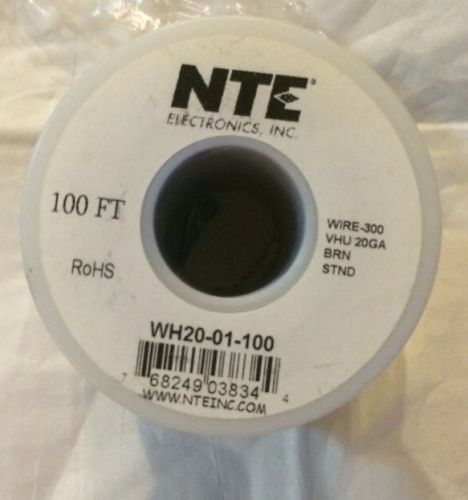 NTE WH20-01-100 Hook Up Wire 300V Stranded Type 20 Gauge 100 FT Brown