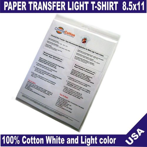 25 chromacotton transfer paper soft touch 8.5x11 for white light t-shirt cotton for sale