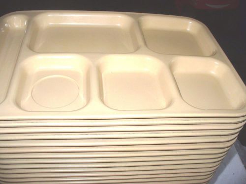 Lot Of 10 Dallas Ware 6 Compartment Cafeteria Lunch TV Food Tray TAN,  P-71