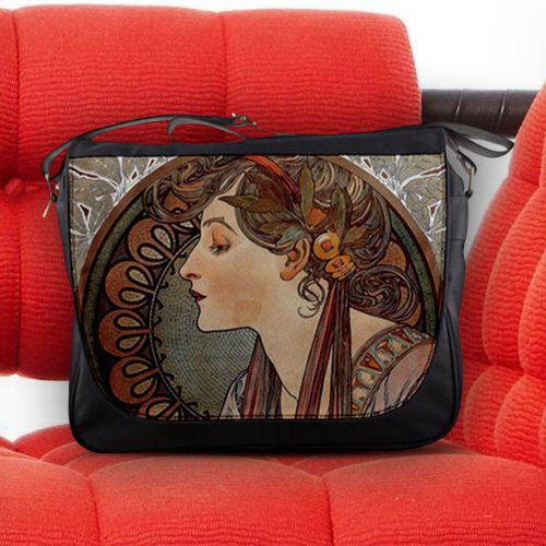 Alphonse Mucha Unique Artwork Nouveau Art Unisex Messenger Sling Notebook Bag