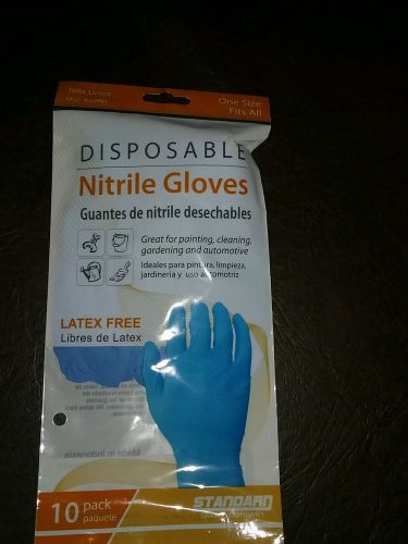 NITRILE,  Latex Free  10 Disposable Gloves  One Size