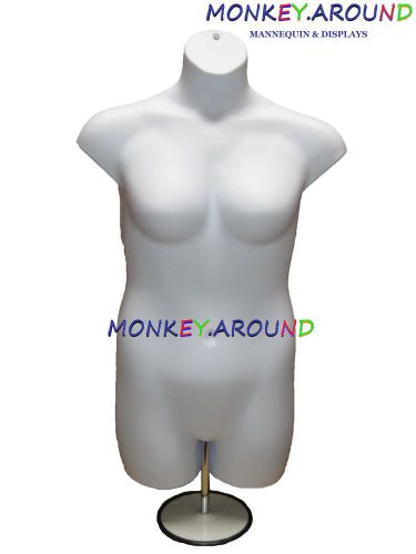 White Female Full Size 1x2x Mannequin Body Dress Torso Form Display Stand+1 Hook