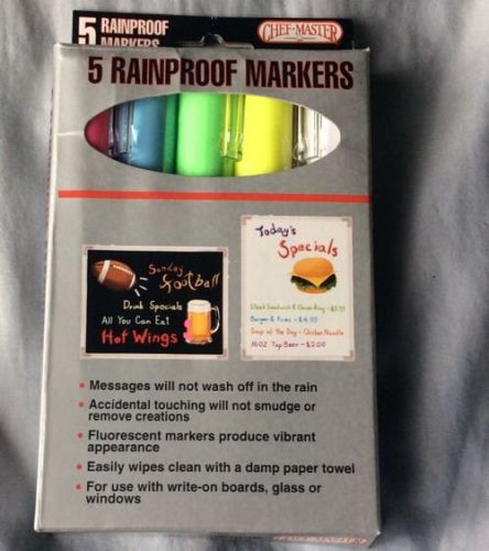 Chef-Master Rain Proof 5 Color Dry Erase Marker -- 1 set.