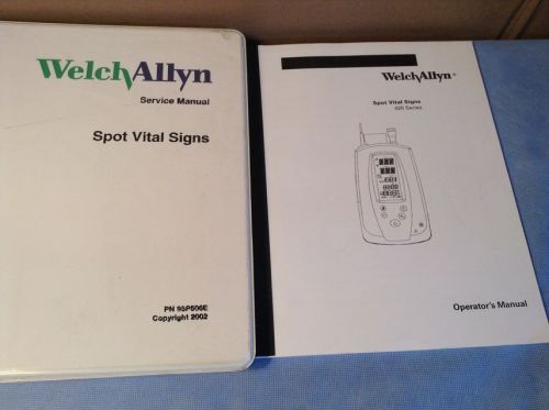 WELCH ALLYN SPOT VITAL SIGNS  OPERATORS AND SERVICE MANUAL GOOD CONDITION