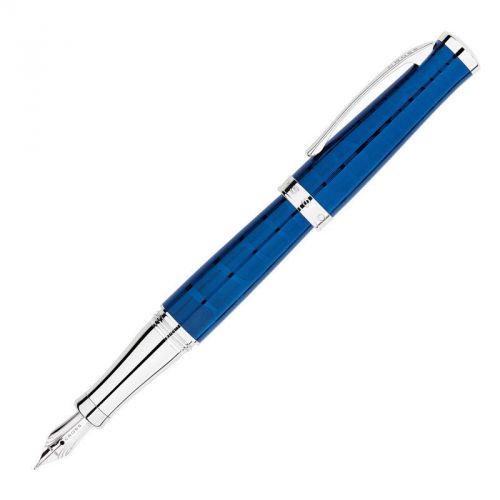Returned Cross Sauvage Azurie Blue Crocodile Fountain Pen Fine Nib AT0316-5MD