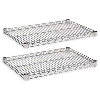 2 PACK  24  x 18 SILVER INDUSTRIAL WIRE SHELVES 1250lb