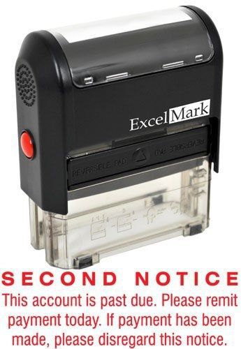 ExcelMark SECOND NOTICE PAST DUE - Self Inking Bill Collection Stamp in Red Ink