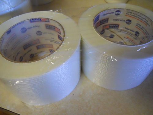 2 rolls 3&#034; x 60 yds fiberglass reinforced filament strapping, packing tape clear for sale