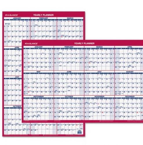AT-A-GLANCE Erasable Vertical/Horizontal Wall Planner, 24 x 36, Blue/Red, 2016
