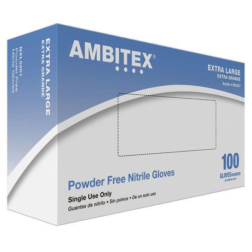 Ambitex NXL5201 Disposable Gloves, Nitrile, XL, Blue,  2 BX of 100 (200) NEW, PA