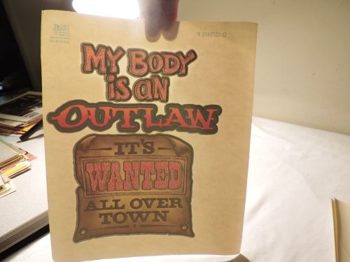 ROACH T SHIRT IRON ON TRANSFER MY BODY IS AN OUTLAW IT IS WANTED ALL OVER  a24