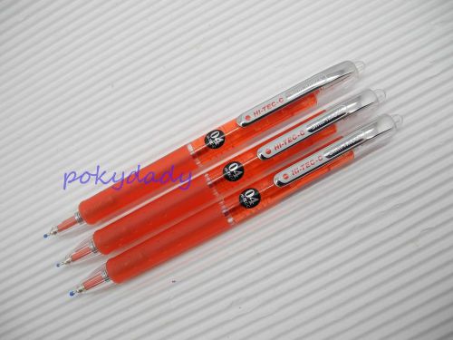 3pcs New Pilot Hi-Tec-C Slim Knock 0.4mm needle tip Roller Pen RED (Japan)