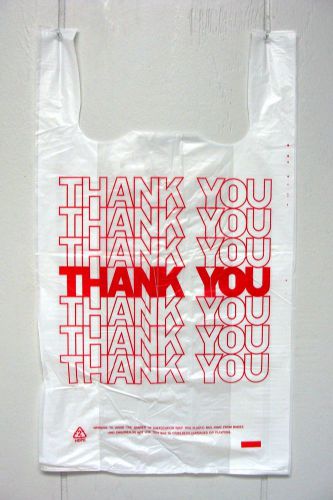 EXTRA LARGE THANK YOU T-SHIRT BAGS 15&#034; X 7&#034; X 26&#034; HEAVY DUTY BAGS *1,000 COUNT*