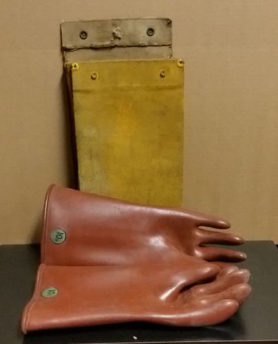 Pair of High Voltage Rubber Gloves (size 10 1/2) with Case