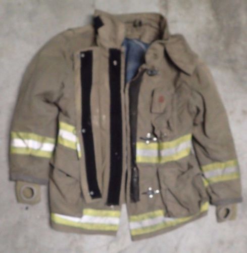 Fire Master Turn Out Gear Firefighter Jacket 44R Tan Yellow NO CUT OUT